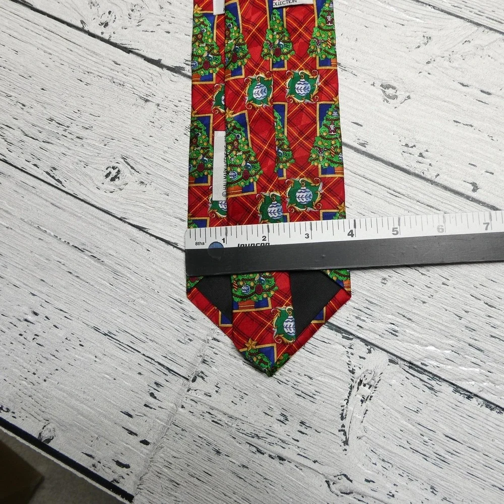 Holiday Traditions By MMG Tie Mens One Size Red Tartan Christmas Tree USA